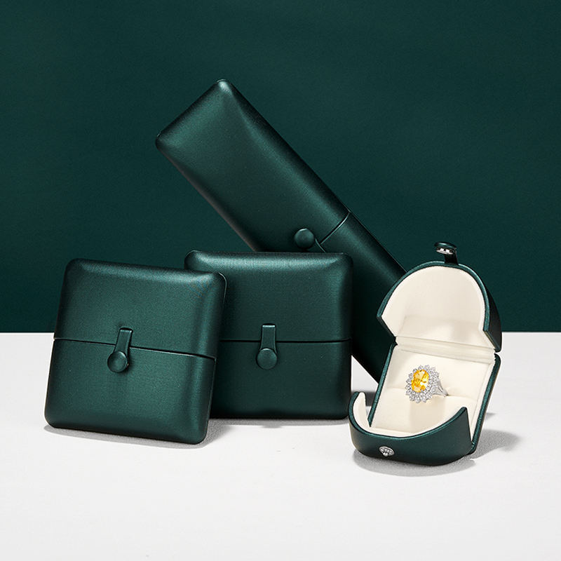 Wholesale Luxury Green Gift Packaging Box Double-door Design Ring Pendant Necklace Package Case