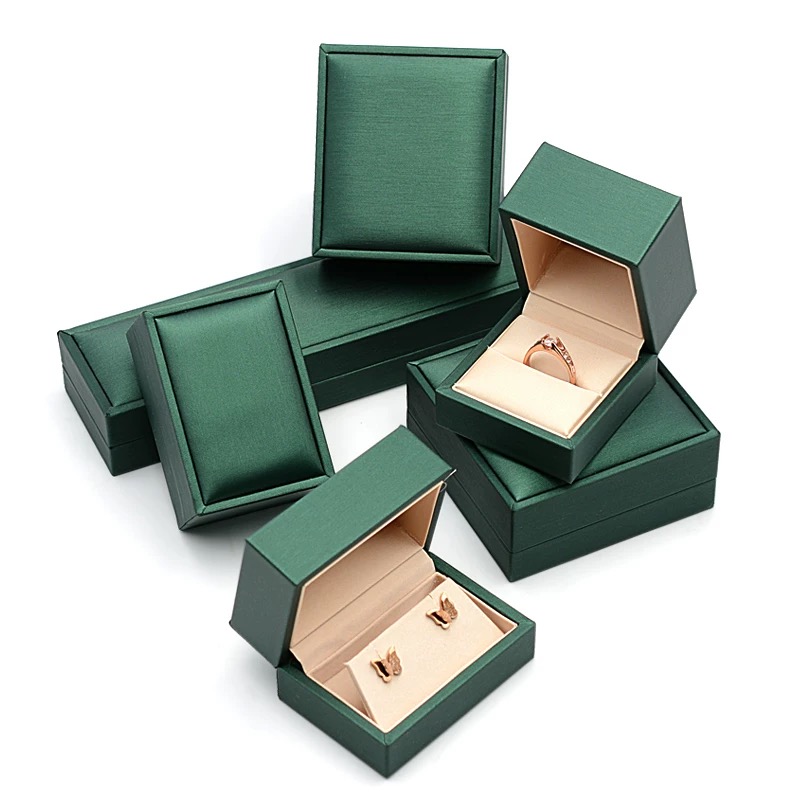 Green PU Leather Jewelry Box Bracelet Necklace Earring for Jewelry Packaging Gift Box