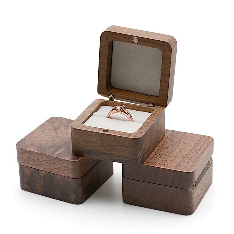 Customized Wood Storage Different Styles Solid Wood Packaging Box Gift Ring Box Small Wooden Jewelry Boxes