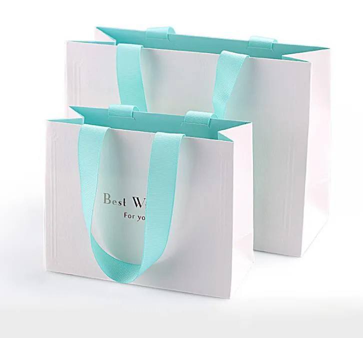 Luxury Mini Gift Jewelry Paper Shopping Bag Custom White Paper Bags With Your Own Logo