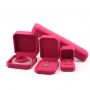Custom Logo hot pink Velvet jewellery Box Ring Boxes Jewellery Packaging Velvet Jewelry Gift Box