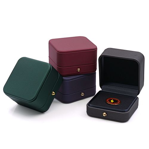 Custom logo Printed leather luxury Challenge Coin Display Case Box with Velvet Coin Gift Box