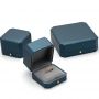 Custom Navy Blue Jewellery Box Pu Leather Personalized Jewelry Box Packaging with velvet tray