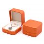 High Grade Customized Luxury Leather Orange Jewelry Box for Necklaces Rings Earrings box Packaging