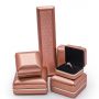 Rose gold Custom logo Necklace Bracelet Earrings Ring Packaging Pu Leather Jewelry Box