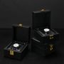 Custom luxury black leather Watch box Gift Packaging Watches Box with metal lock and leather tray 
