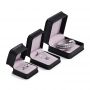 Custom logo Black Real Leather Jewelry Box Ring Earrings Pendant Necklace Box Jewelry Packaging