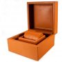 Custom Black Orange Single Watch Boxes & Cases Pu Leather Square Watch Gift Box for Women