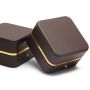 Custom Logo brown coffee color leather Ring Diamond Jewelry Box for Wedding
