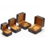Custom Logo brown coffee color leather Ring Diamond Jewelry Box for Wedding