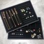 Black leather Jewelry Tray Stackable Luxury Jewelry Tray Dish Custom Jewellery Tray Display