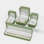 Elegant Green Leather Ring Box Round Edge Design Metal Snap Fastener for Wedding Gift Jewelry Presentation