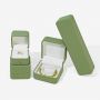 Elegant Green Leather Ring Box Round Edge Design Metal Snap Fastener for Wedding Gift Jewelry Presentation